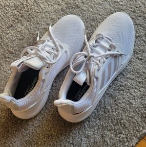 Adidas cloudfoam comfort white with gray stripes sneakers